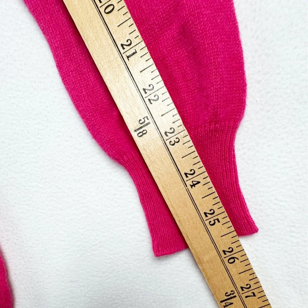 Neiman Marcus Cashmere Sweater‎ Womens XL Hot Pink Crew Neck High-Low Hem Slit